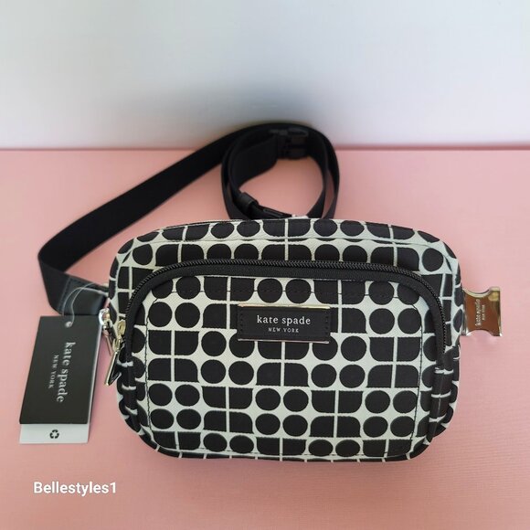 KATE SPADE Belt Bag Noel Jacquarded Printed Fabric Bag- Black Multi ⭐ - Picture 6 of 16